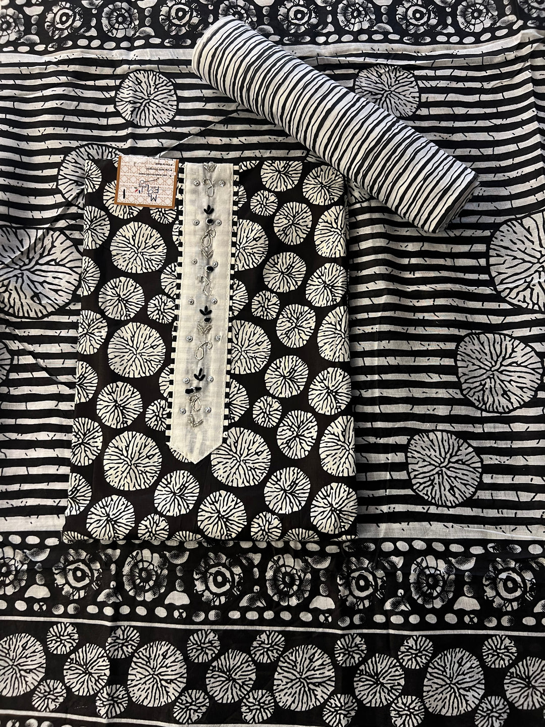 DESIGNER UNSTITCHED DRESS MATERIAL-IKMT01/ BLACK