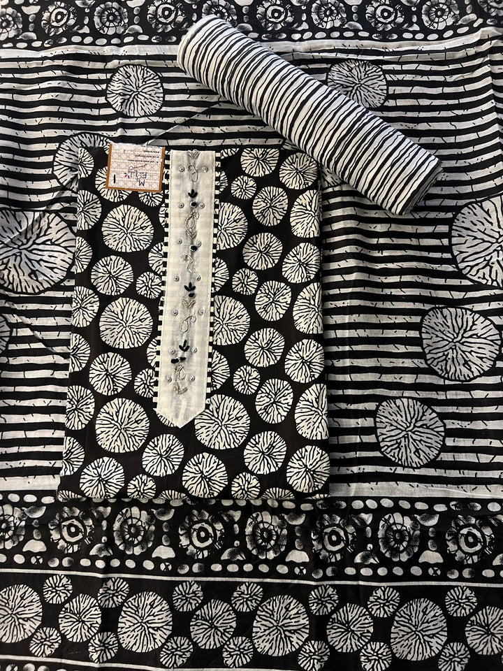 DESIGNER UNSTITCHED DRESS MATERIAL-IKMT01/ BLACK