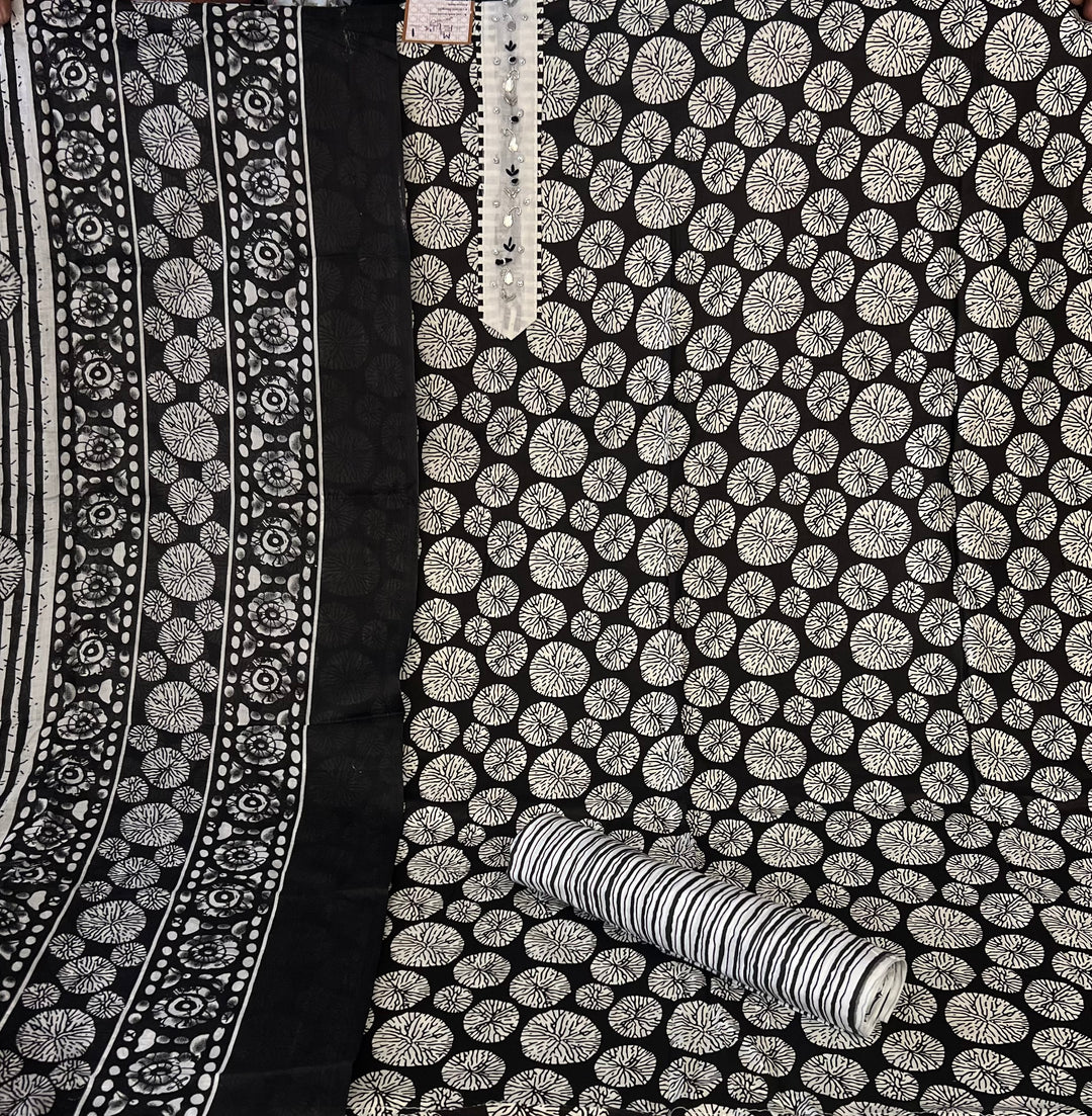 DESIGNER UNSTITCHED DRESS MATERIAL-IKMT01/ BLACK