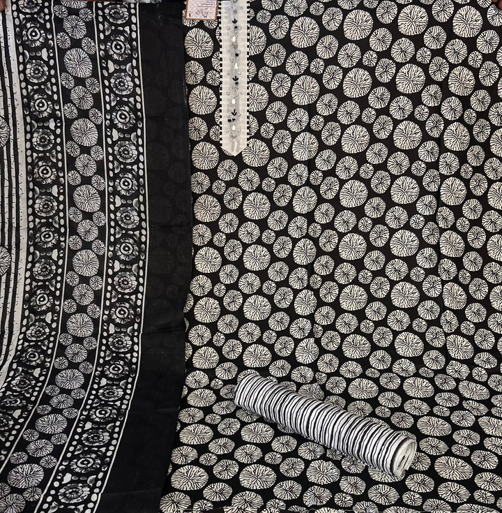 DESIGNER UNSTITCHED DRESS MATERIAL-IKMT01/ BLACK