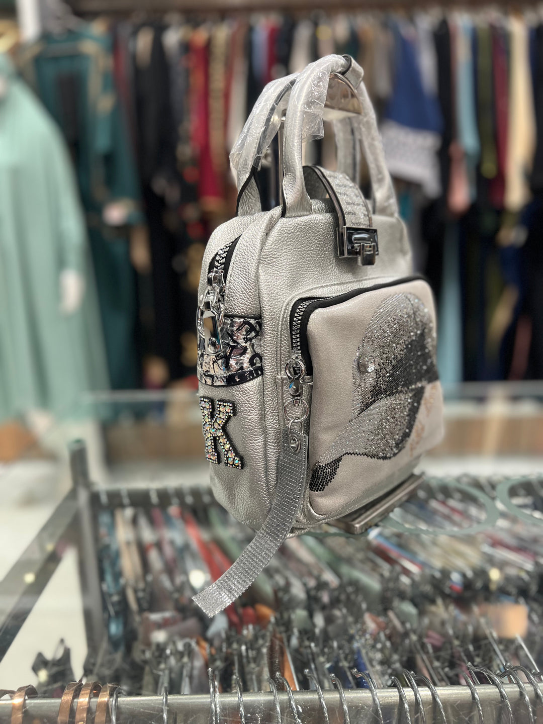 SILVER HAND BAG - 7373/SILIVER