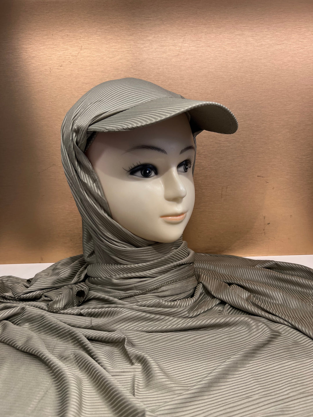 Super Hit Ribbed Fabric Summer Hijabs with Inner Tube Cap- BJ024