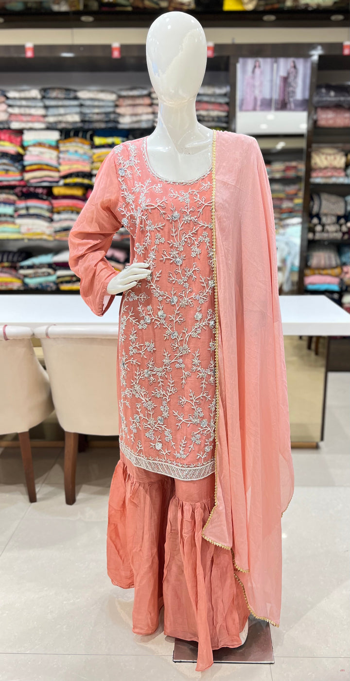 Italian Georgette Peach-7611