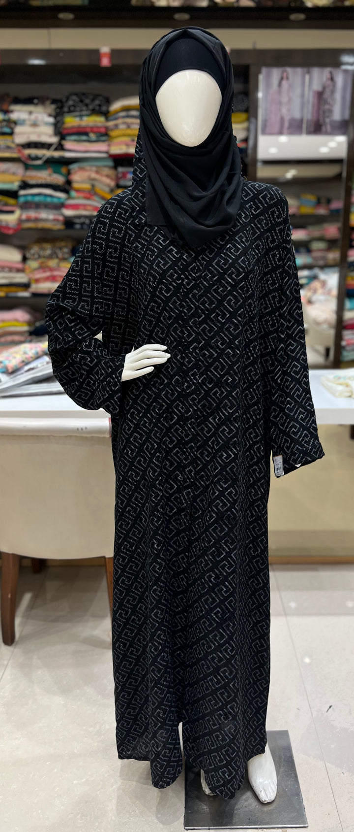 PRINTED BLACK ABAYA-JN29