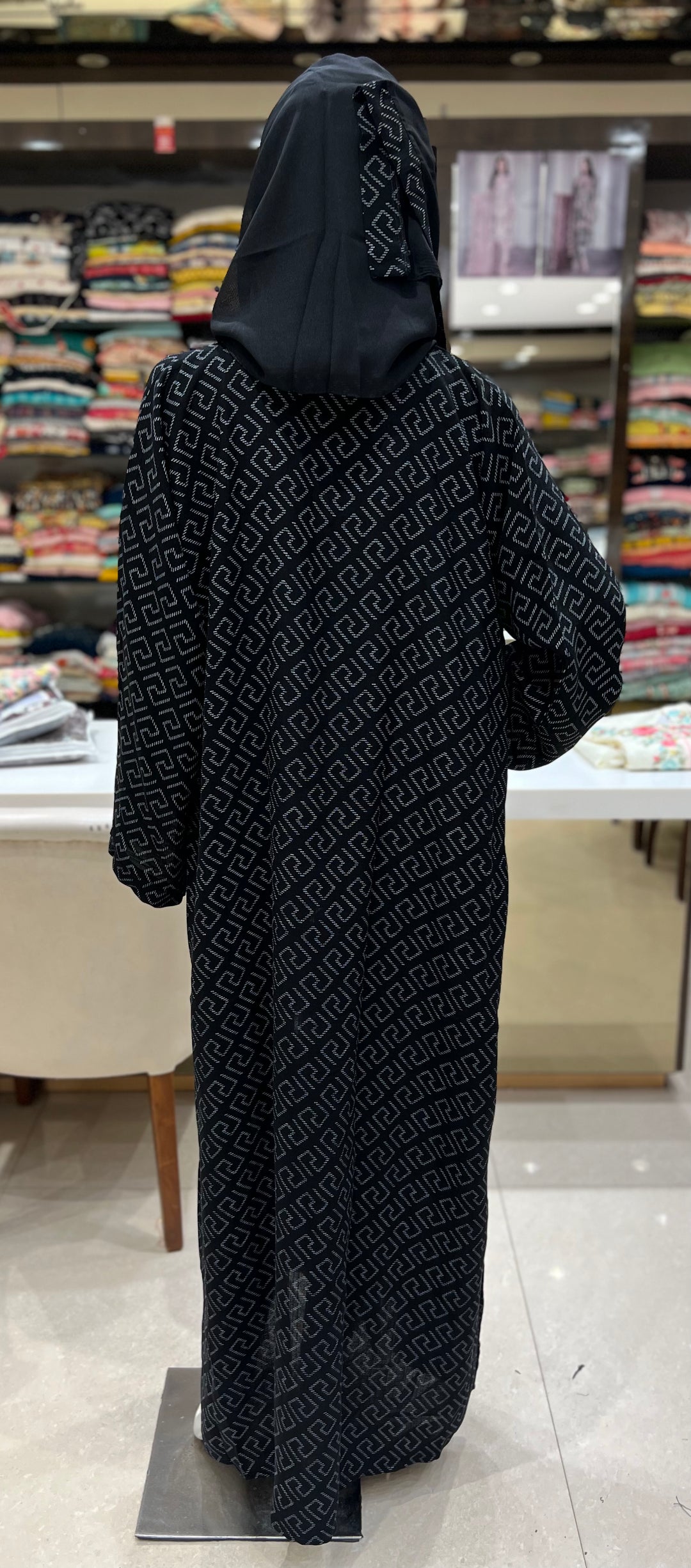 PRINTED BLACK ABAYA-JN29