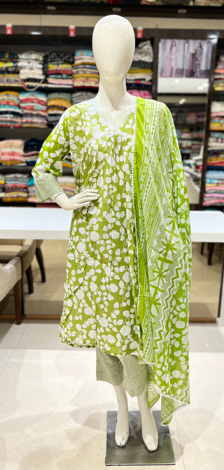 PRINTED CASUAL COTTON FROCK SET-BT126