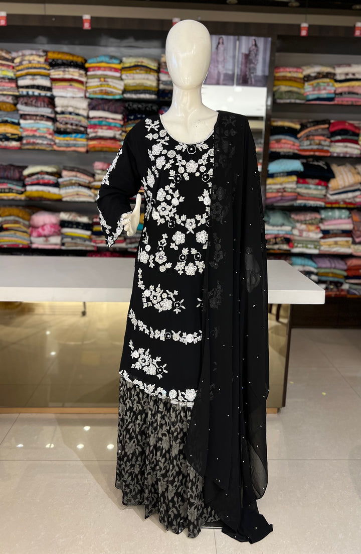 naina black emb sharara set-km17