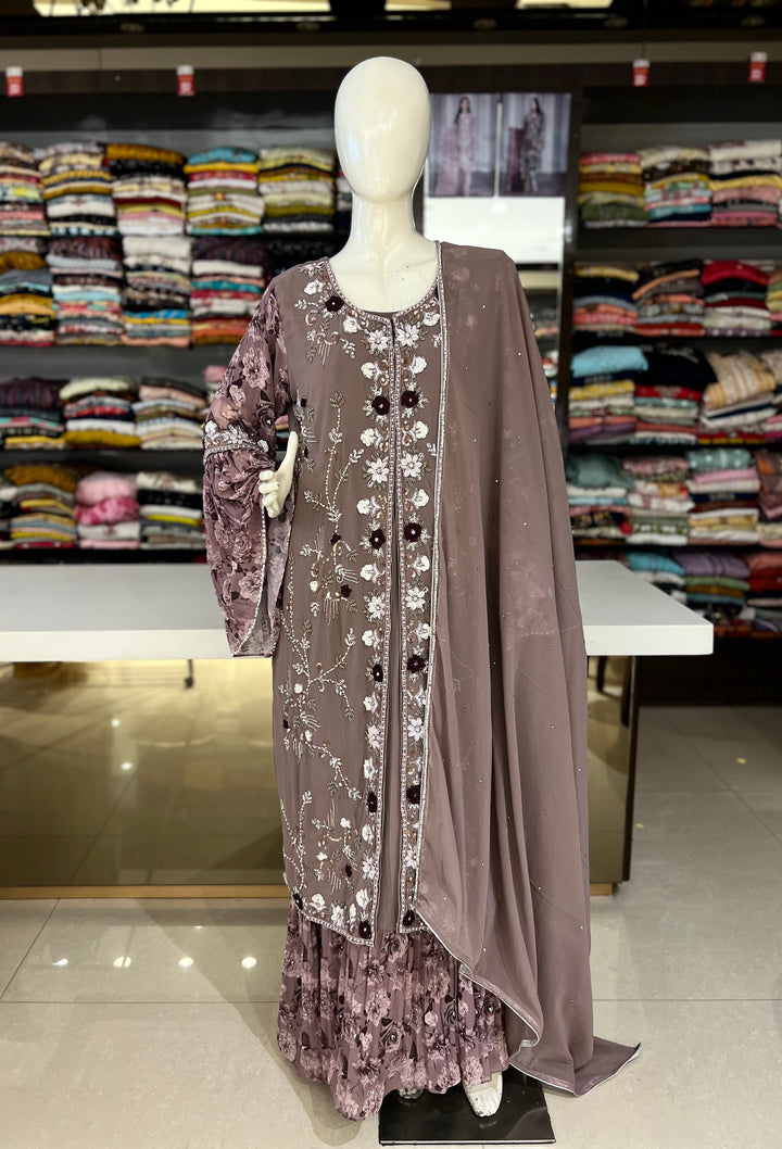 ruby emb long frock with koti-km04