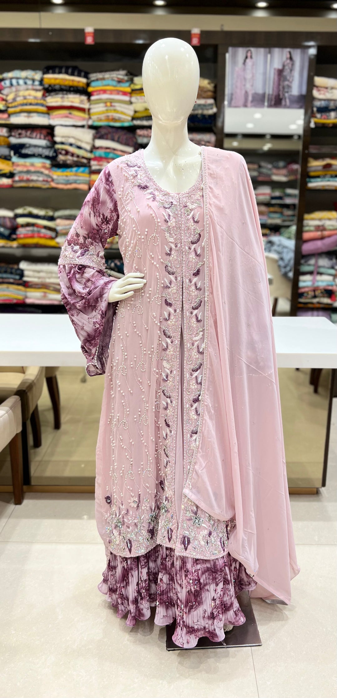 komal emb long frock with koti-km07