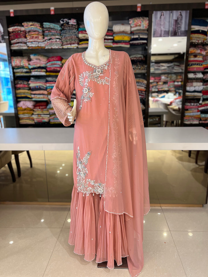 MINAL EMB SHARARA DESIGNER SET-KM10