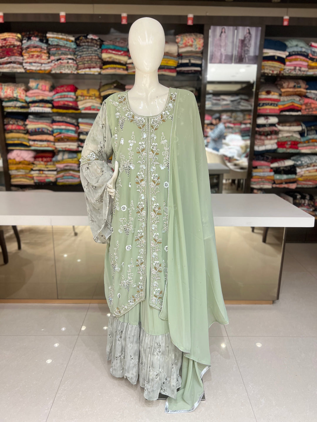 KARISHMA EMB DESIGNER FROCK WITH LONG KOTI -KM08