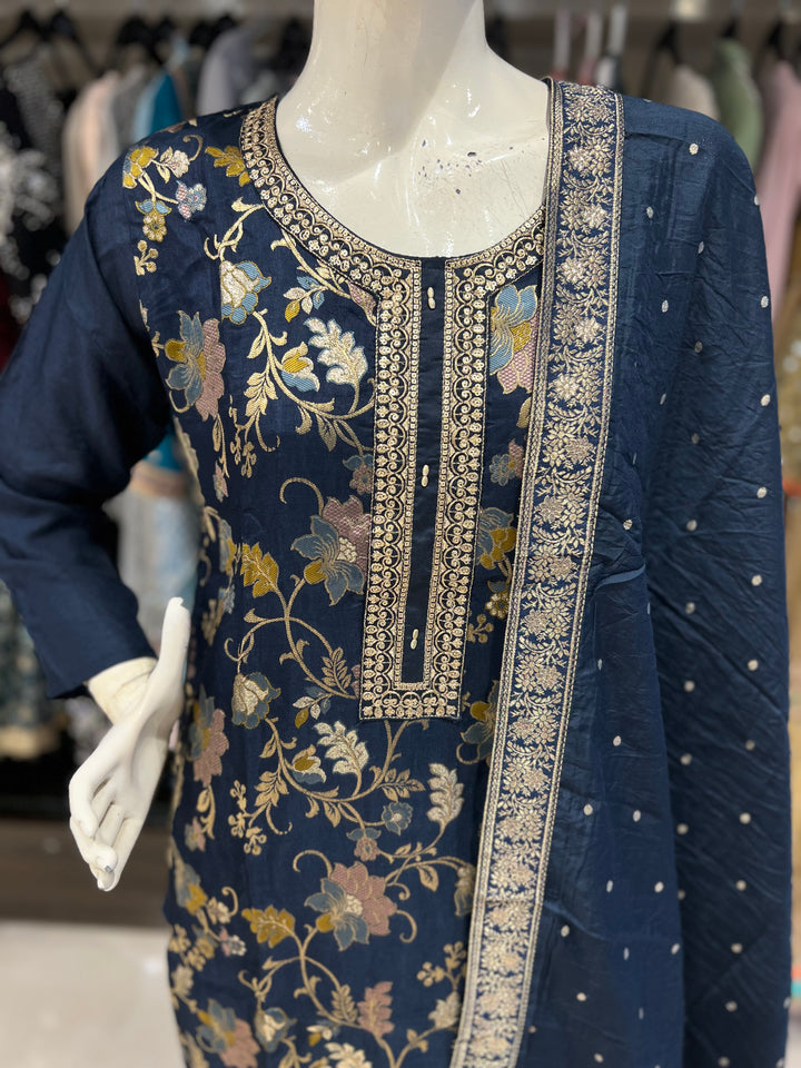 MIRZA DESIGNER BANARASI SILK SUIT- BTB60