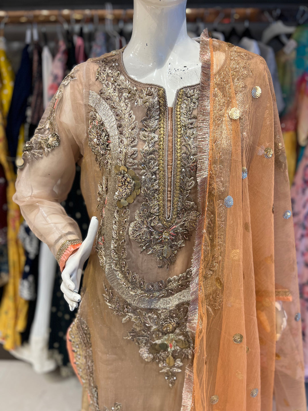 KHUDA BAKSH DESIGNER GHARARA EMB SUIT(SIZE XL/42)- KB02