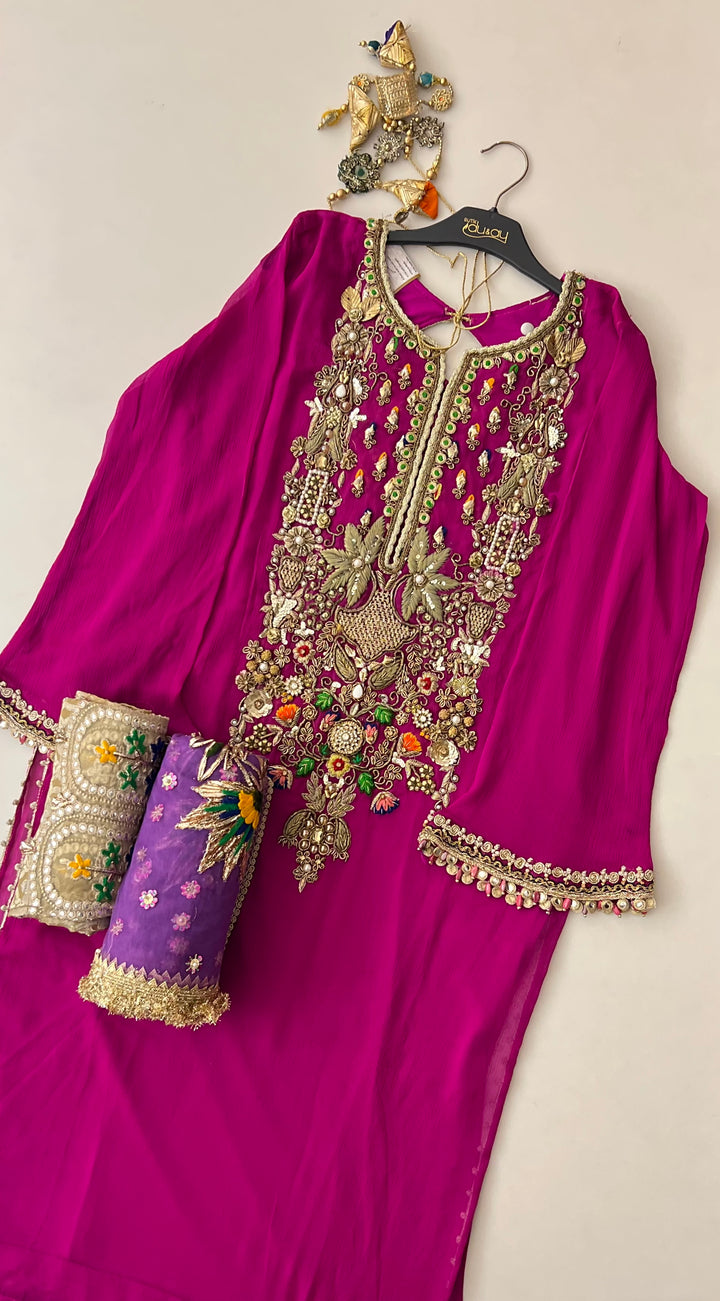 RABIA KHUDA BAKSH PATCH WORK SUIT (SIZE L/40)- KB275