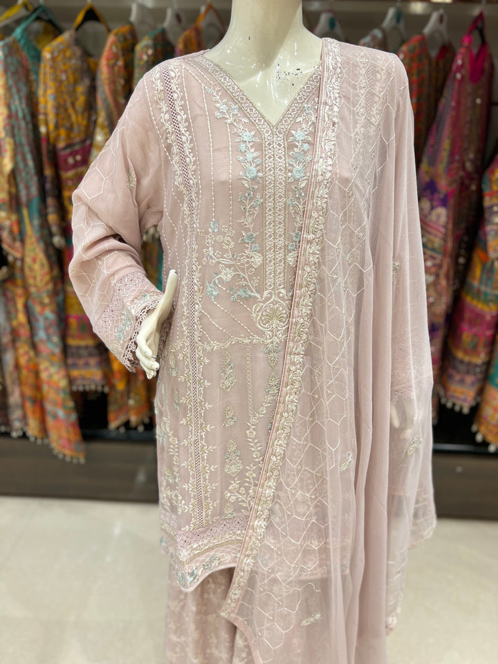 YUSRA AGHANOOR DESIGNER SHORT KURTI GHARARA SUIT (SIZE L/42)- AR20