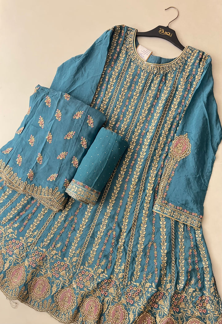 NIDHI DESIGNER EMB FROCK PLAZO SUIT- BTE19