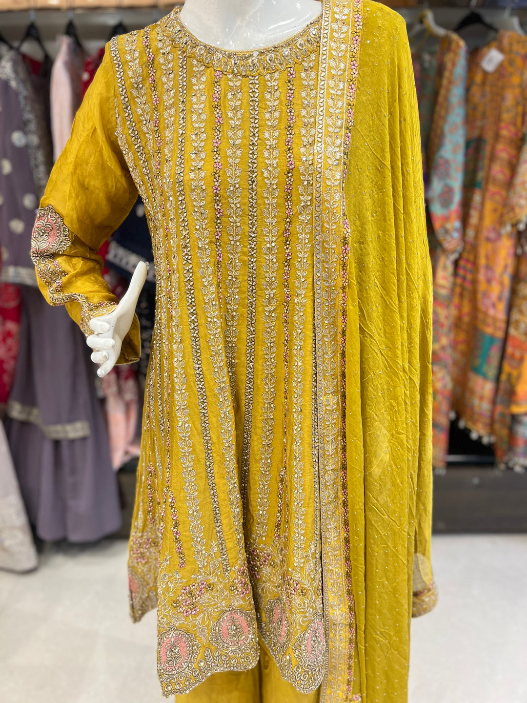 NIDHI DESIGNER EMB FROCK PLAZO SUIT- BTE19