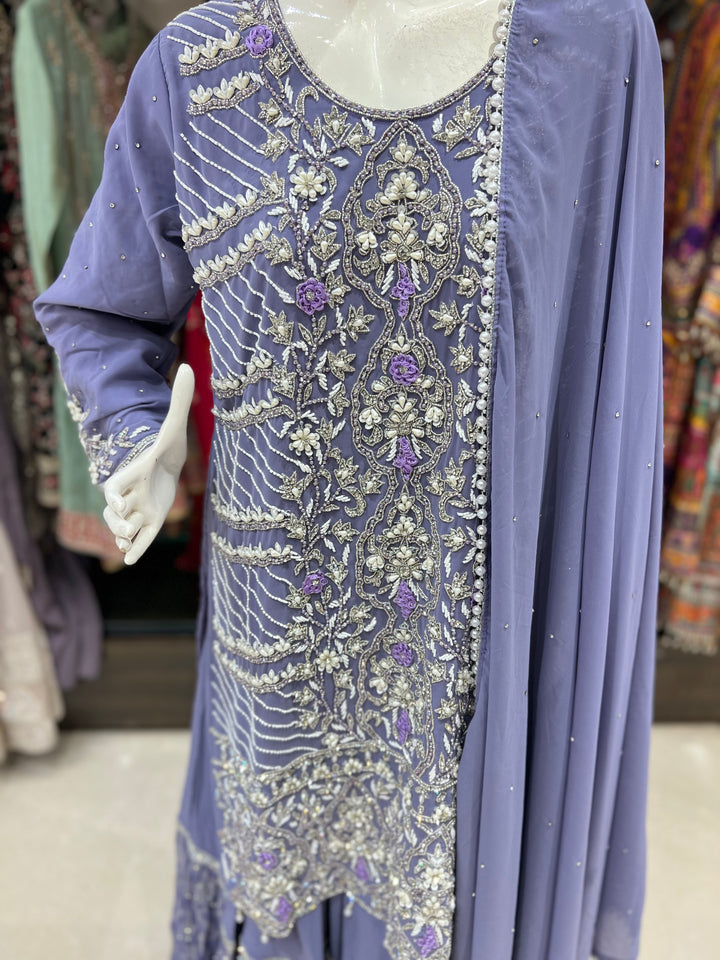 RUJA DESIGNER  EMB STONE WORK SHARARA SUIT- KMSB03