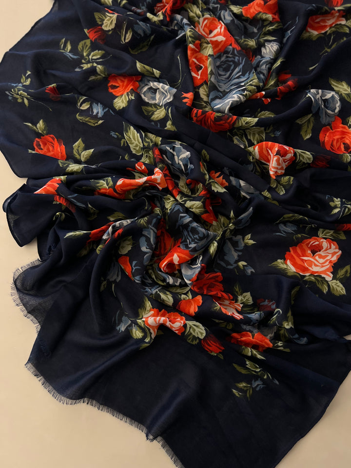 ASRA FLOWER PRINTED HIJABS (BUY 2 & GET 1 FREE)- F0212