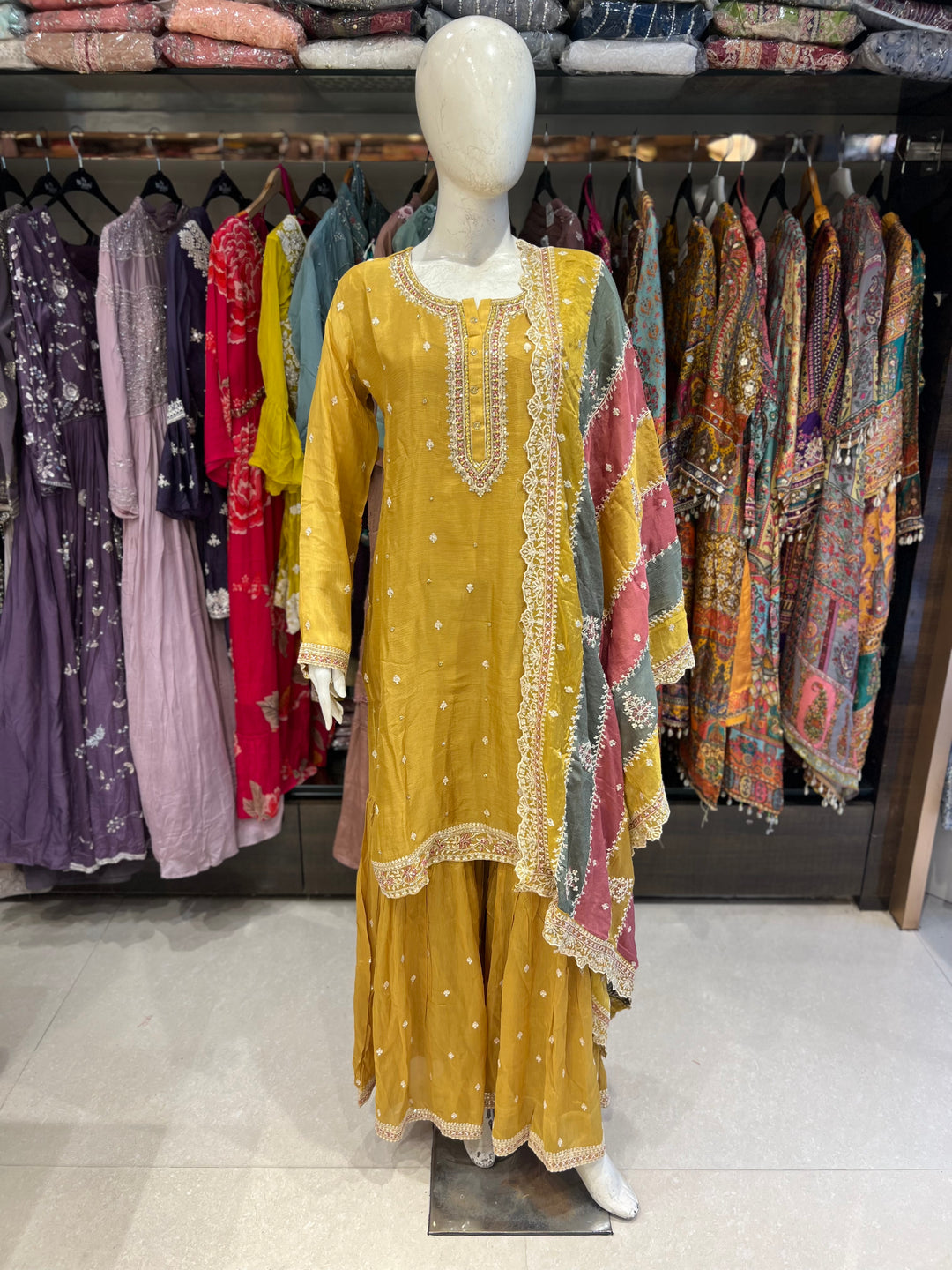 BHAVINI DESIGNER EMB GARARA SUIT -TBN19