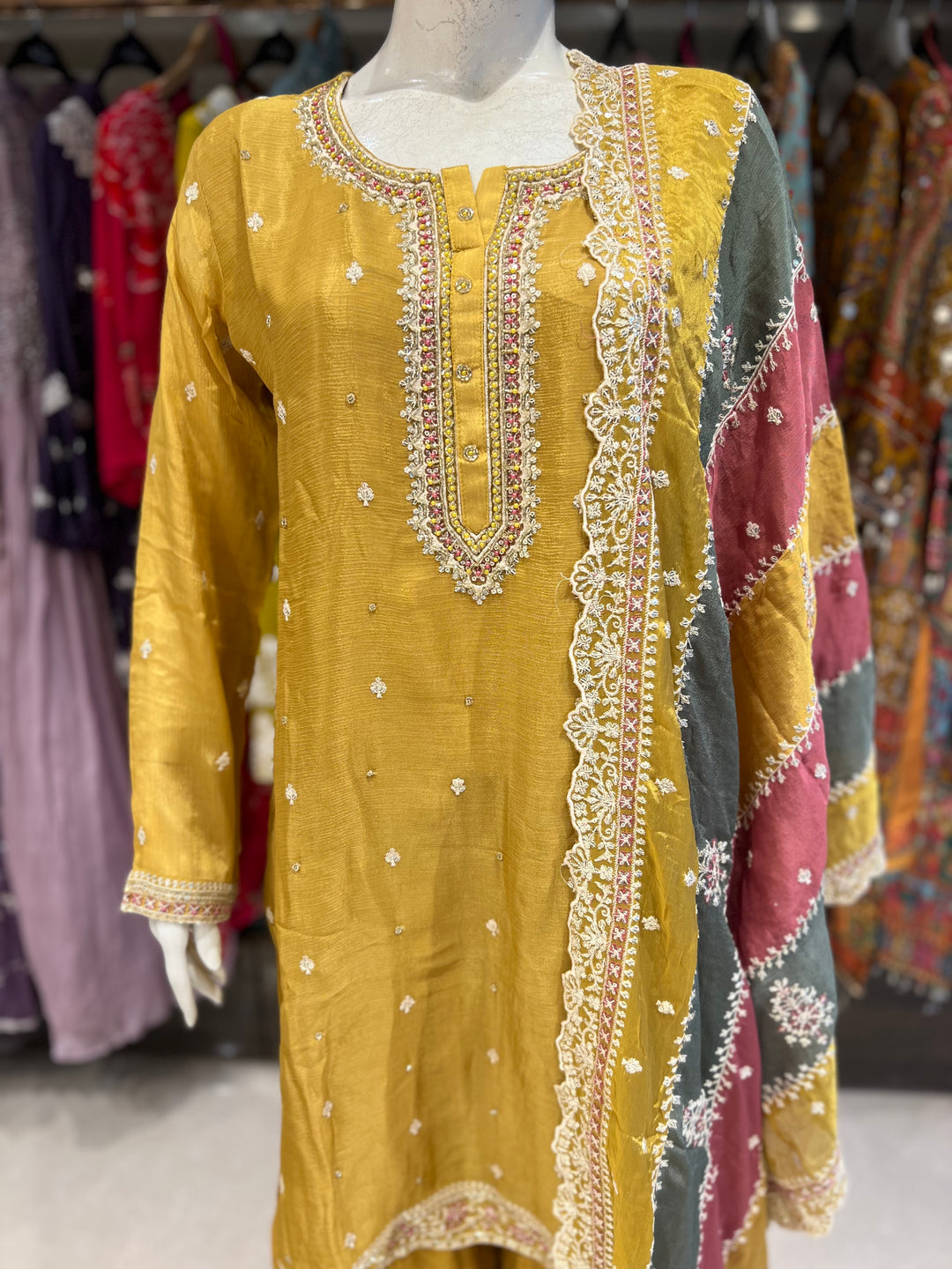 BHAVINI DESIGNER EMB GARARA SUIT -TBN19