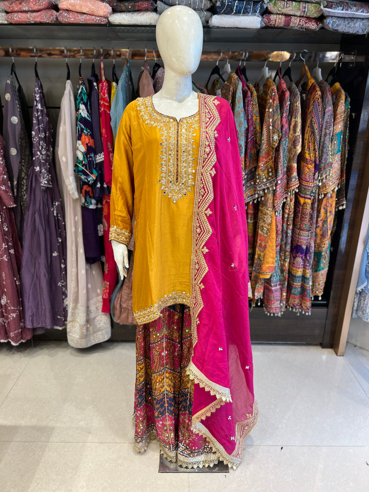 PRISHA DESIGNER EMB STONE WORK PALAZO SUIT -IKN5