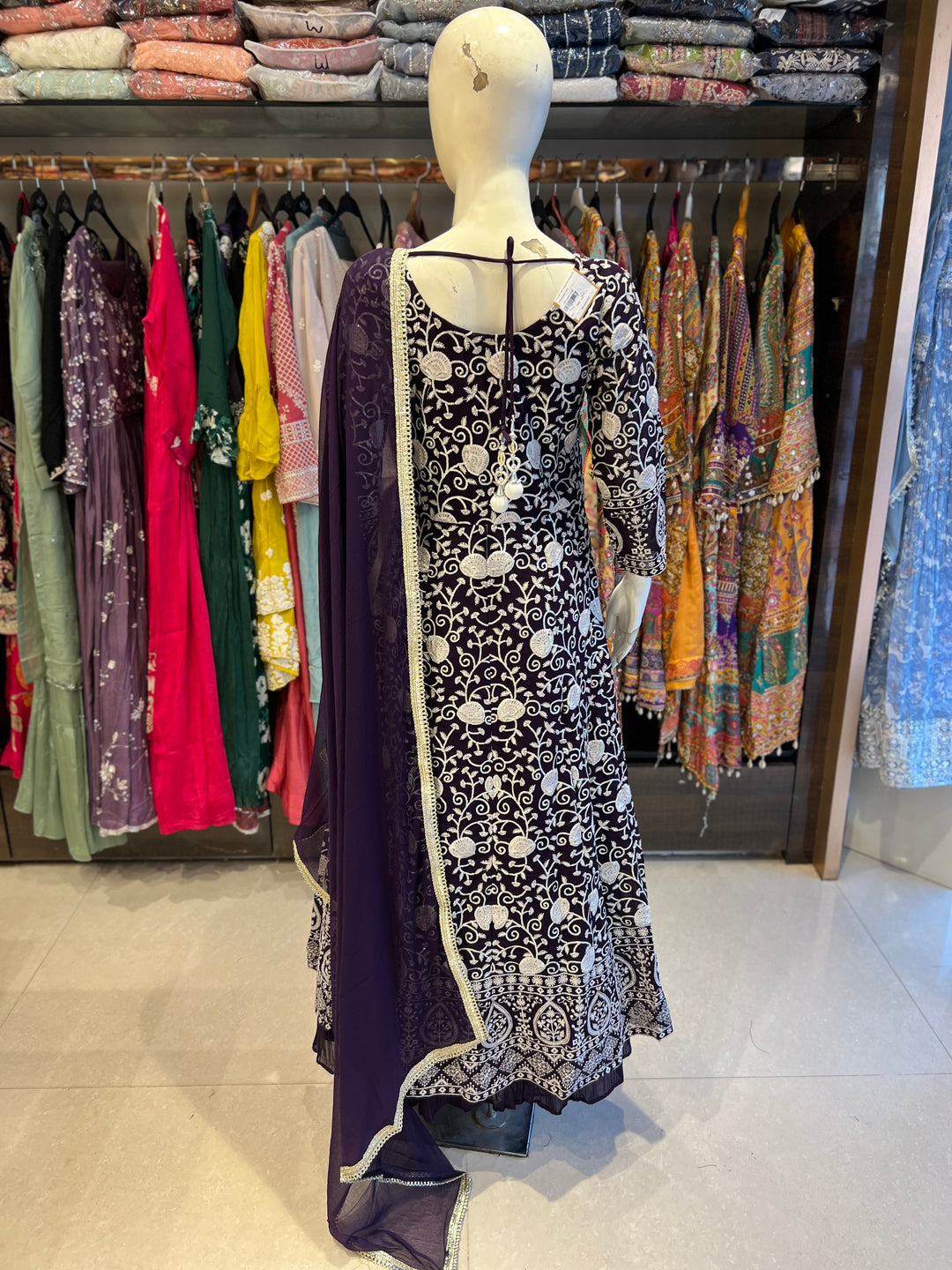 NITARA CHIKANKARI LAVENDER SARARA SUIT -BTN89