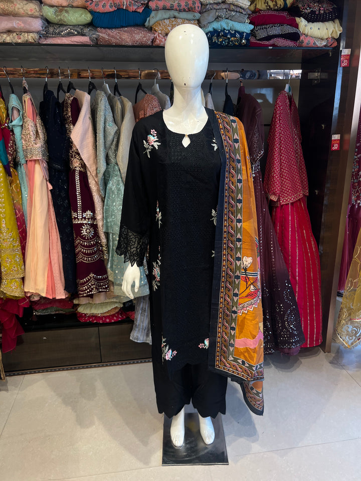 BLACK KARACHI SUIT-IKT13