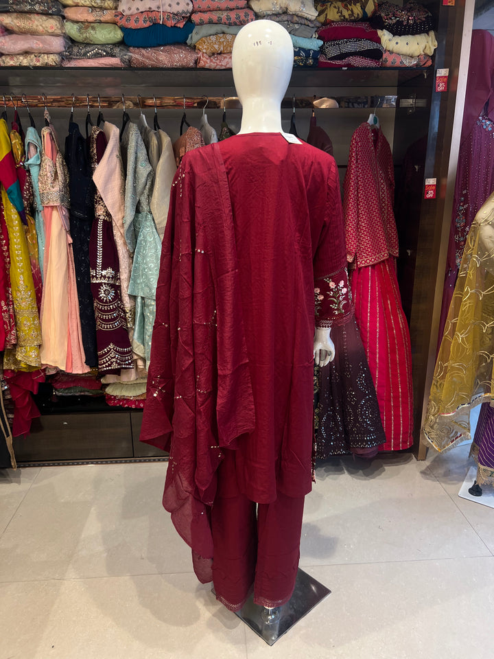 MAROON KARACHI SUIT-IKT14