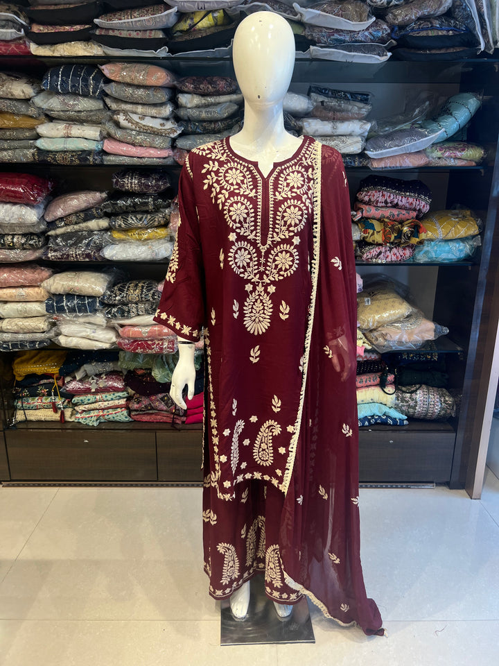 CHIKANKARI  SARARA SUIT -ikf19/