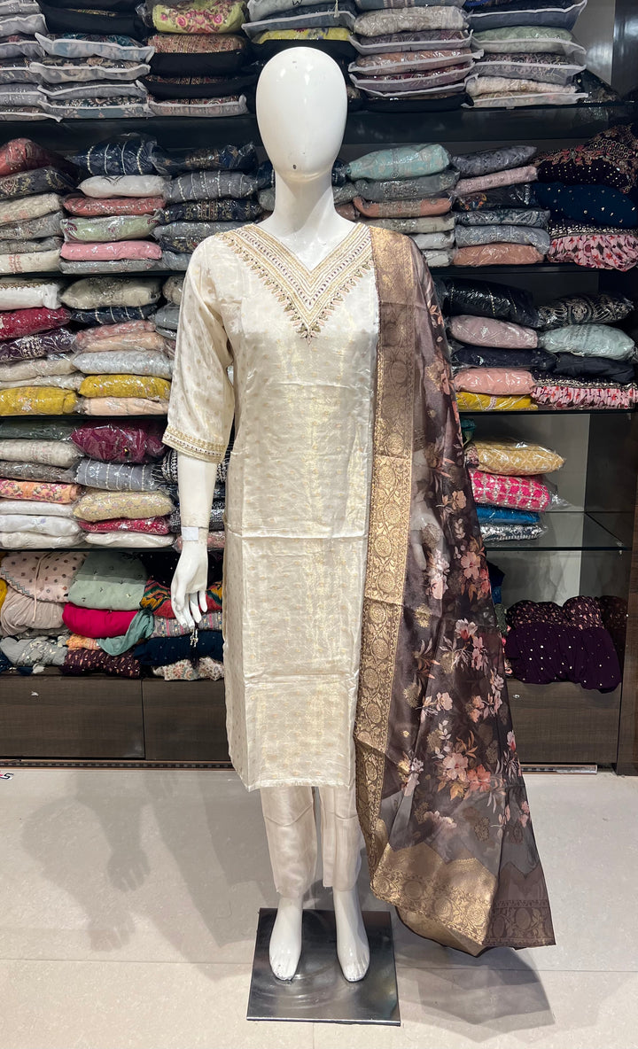 ORGANZA SUIT WITH BANARAS DUPPATTA -0128STITCHED