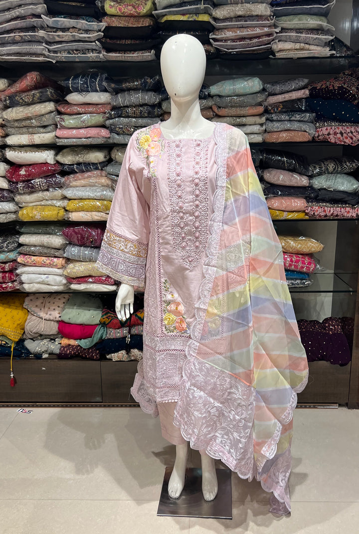 PAKISTANI LAWN ORIGINAL WITH MULTICOLOUR ORGANZA DUPPATTA-17574