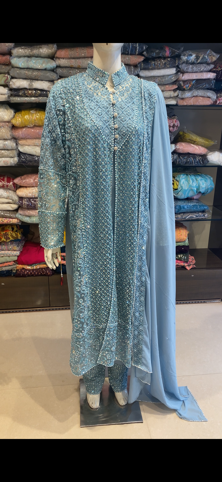 NET FABRIC DESIGNER   SUIT-AZKXL/BLUE