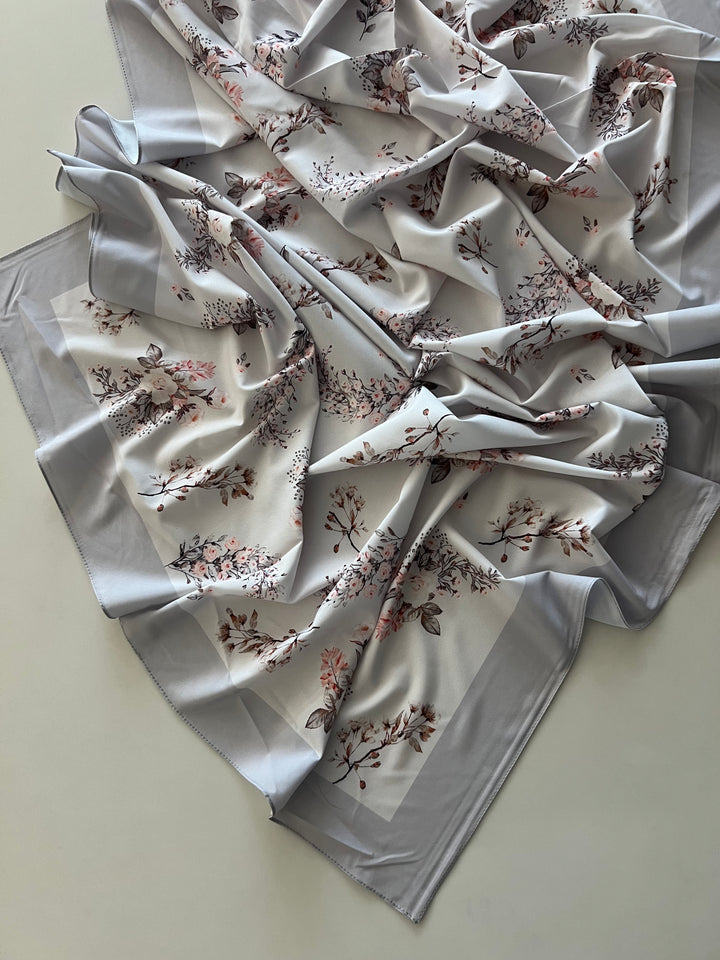 PREMIUM TURKISH PRINTED SILK HIJAB(RUBBER SILK) 1.75M*0.5M-2160