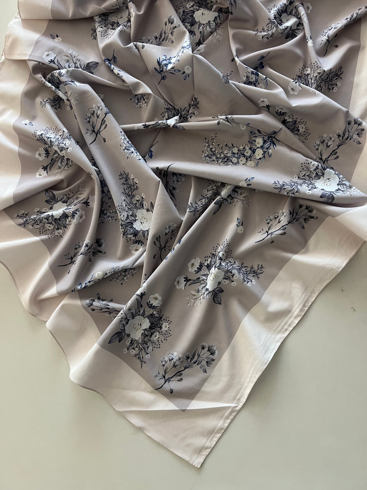 PREMIUM TURKISH PRINTED SILK HIJAB(RUBBER SILK) 1.75M*0.5M-2160