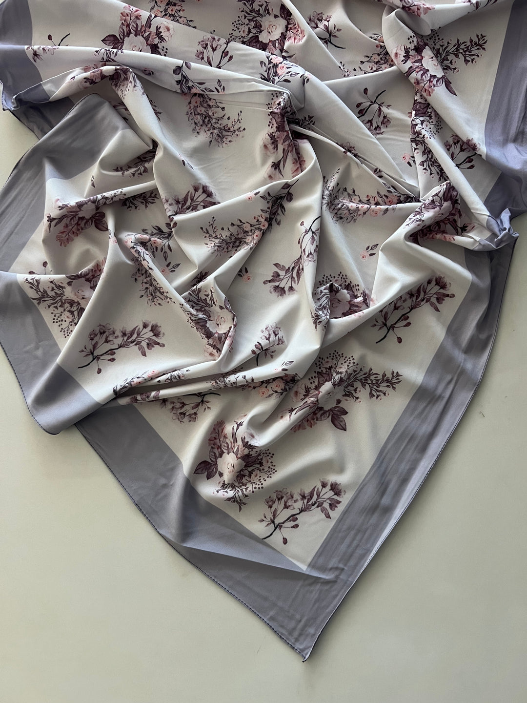 PREMIUM TURKISH PRINTED SILK HIJAB(RUBBER SILK) 1.75M*0.5M-2160