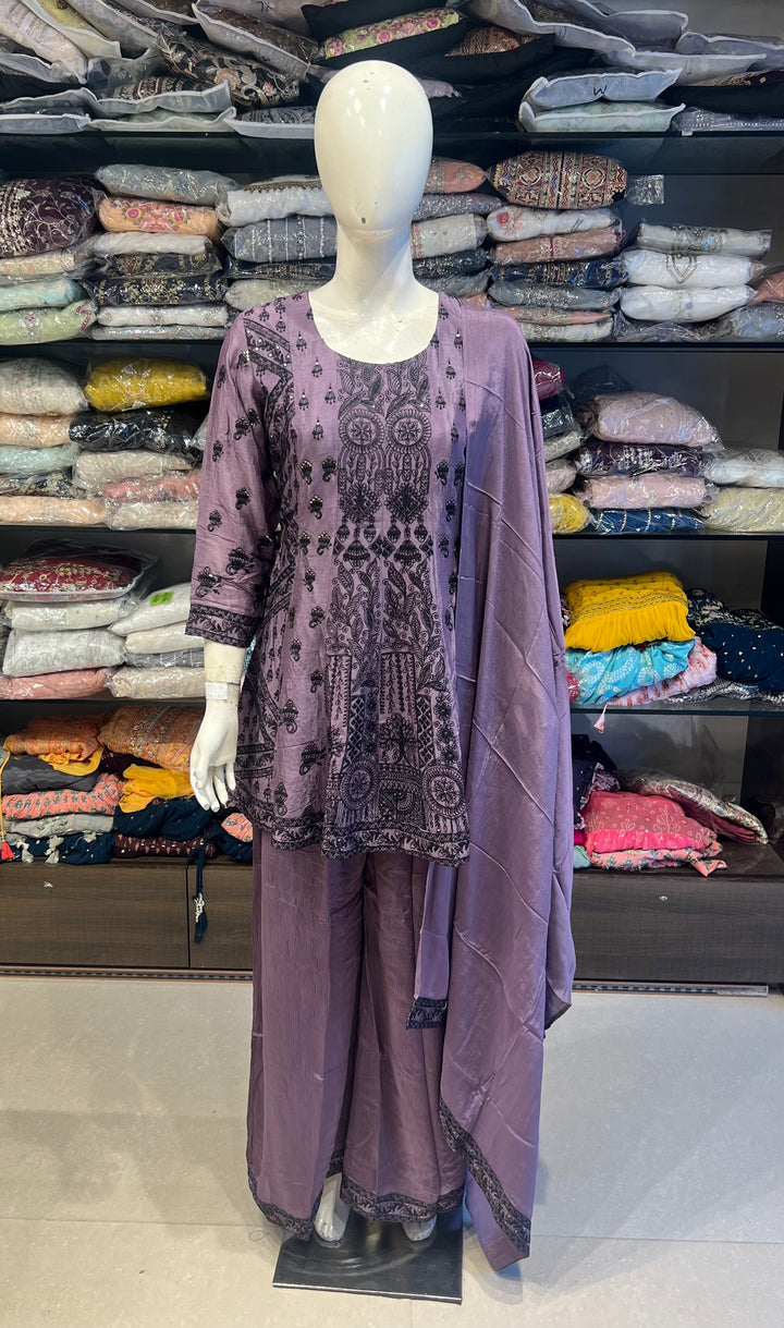 AMYRA PREMIUM CHINNON CHIKANKARI SUIT -KTP02