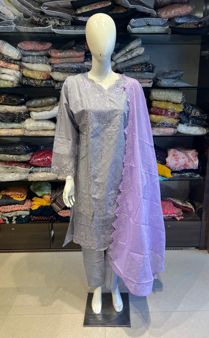 PLUS SIZE KARACHI SUIT(SOFT COTTON LAWN DUPPATTA)-BTH185