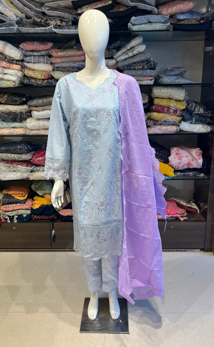 PLUS SIZE KARACHI SUIT(SOFT COTTON LAWN DUPPATTA)-BTH185