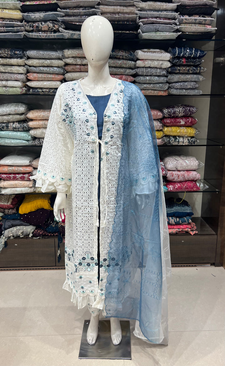 MARIYA PAKISTANI KARACHI SUITS WITH SCHIFFLI WORK -KMSQ03