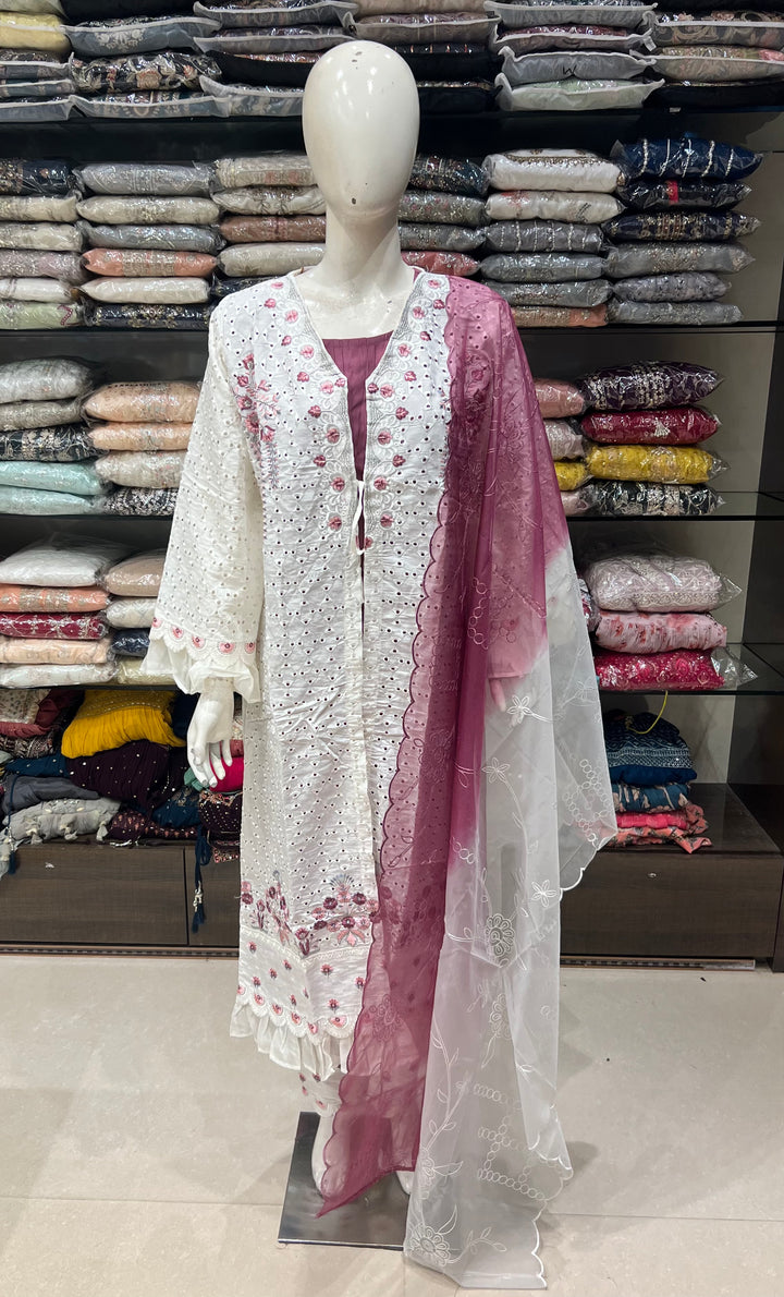 MARIYA PAKISTANI KARACHI SUITS WITH SCHIFFLI WORK -KMSQ03