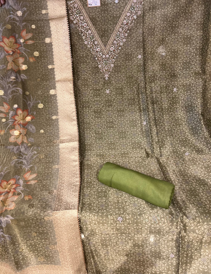 UN STITCHED MUSLIN SILK MATERIAL-BTH92/GREEN