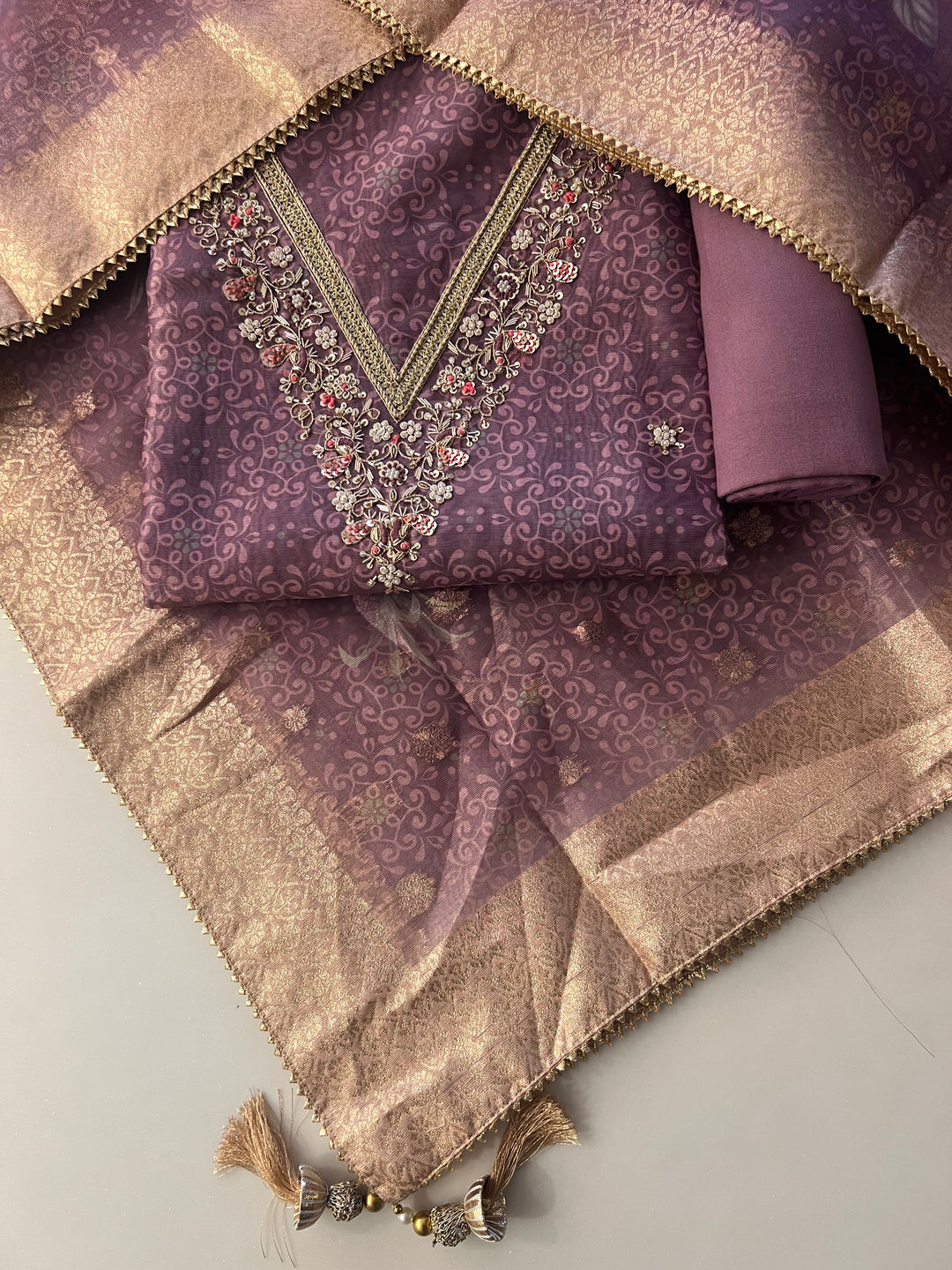 UN STITCHED MUSLIN SILK MATERIAL-BTH92/VOILET