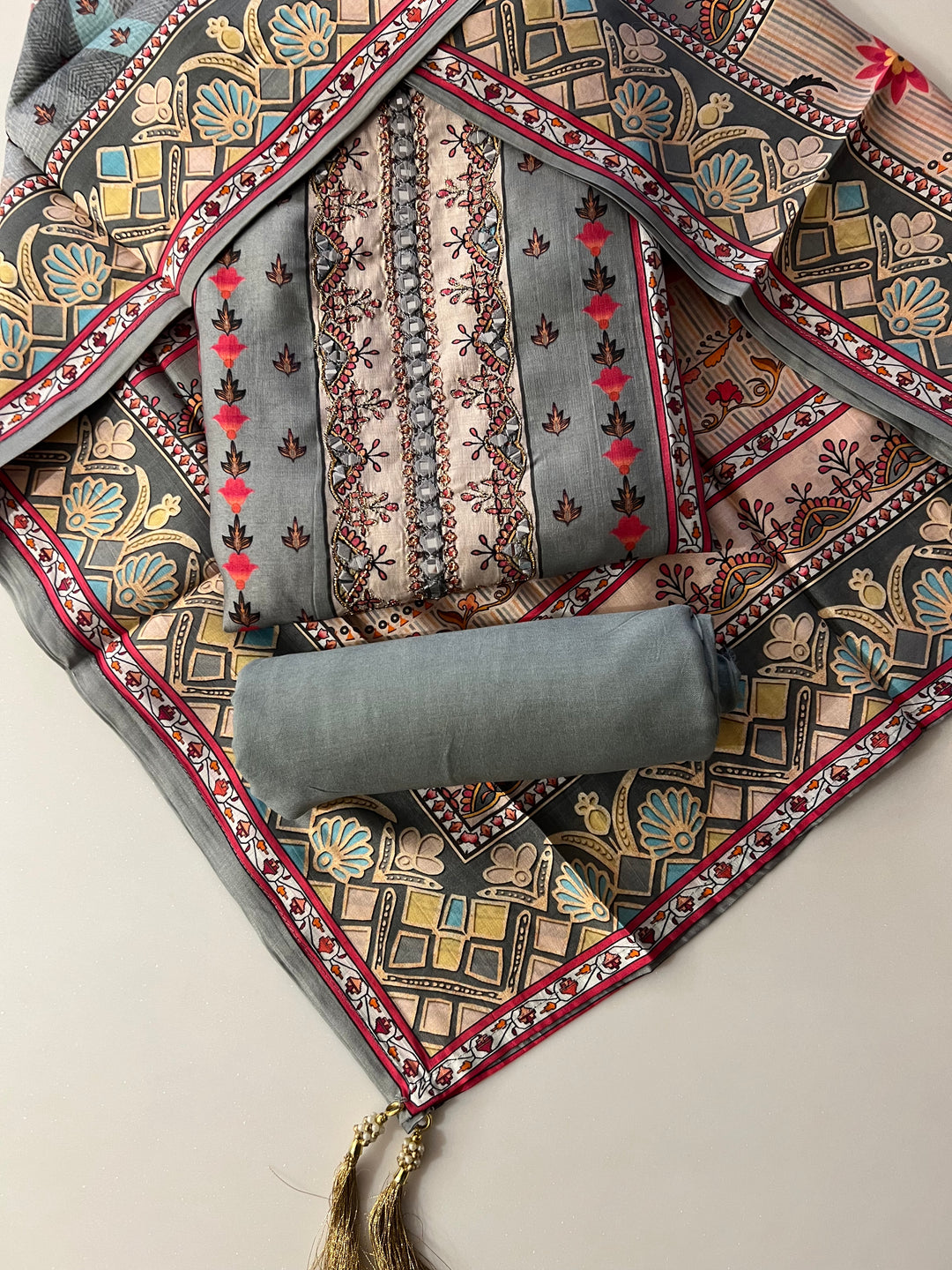 UN STITCHED  MUSLEEN SILK MATERIAL-BTH50/