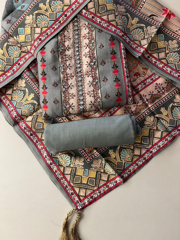 UN STITCHED  MUSLEEN SILK MATERIAL-BTH50/