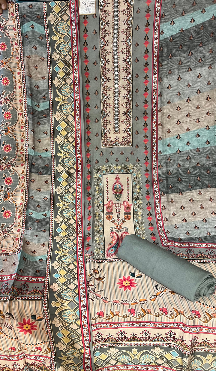 UN STITCHED  MUSLEEN SILK MATERIAL-BTH50/