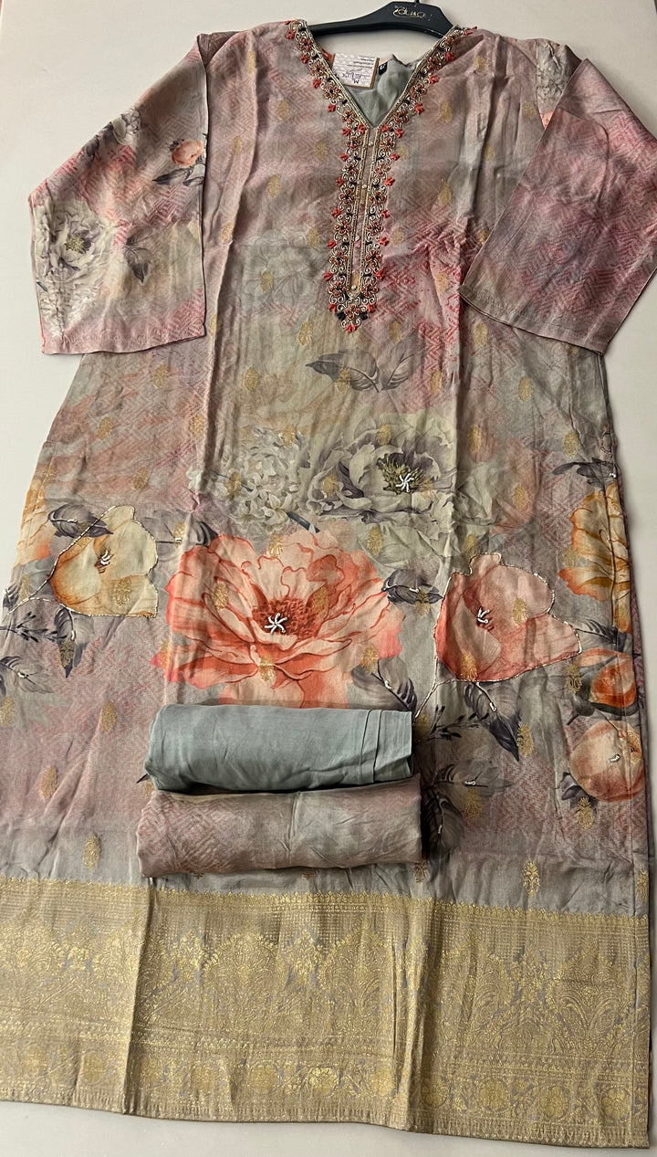 DESIGNER MUSLEEN SILK SUIT-IKKBA09/GRAY