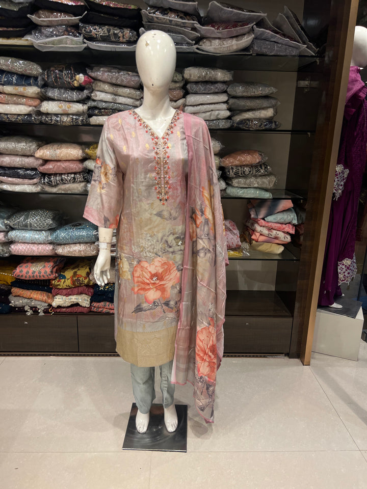 DESIGNER MUSLEEN SILK SUIT-IKKBA09/GRAY