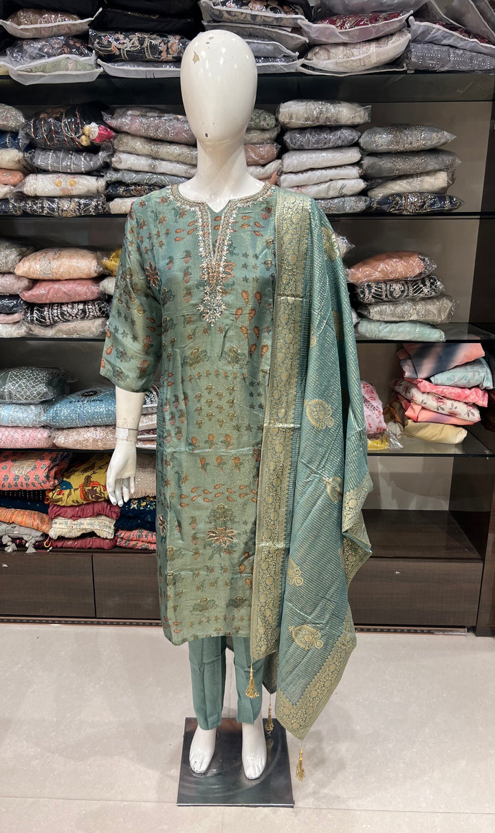 DESIGNER MUSLEEN SILK SUIT-IKKBA08/