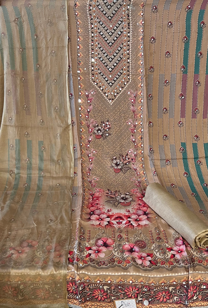 DESIGNER UNSTITCHED DRESS MATERIAL-IKNS05/BEAGE